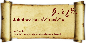 Jakabovics Árpád névjegykártya